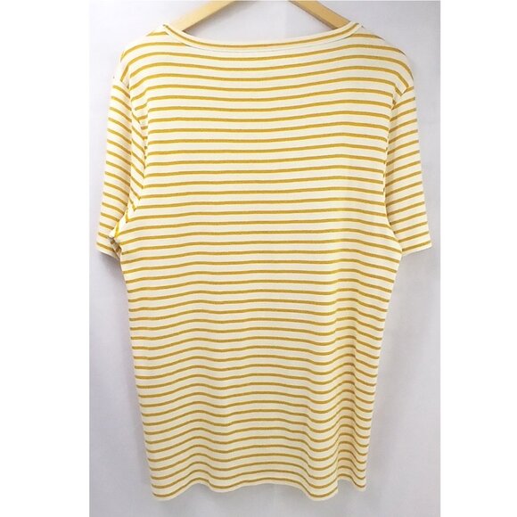 J. Crew Mustard Yellow White Stripes Perfect Fit Tee Top EUC - Picture 2 of 5